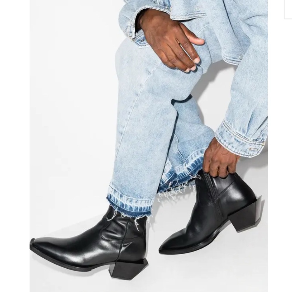 Luciano Black Leather Western Style boots
